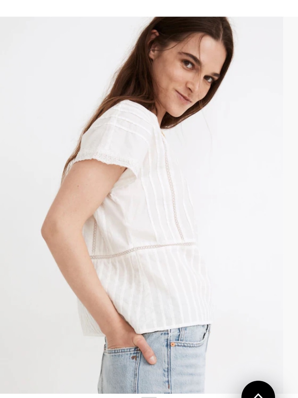 Madewell White Square-Neck Pintuck Cotton Top - Picture 3 of 5